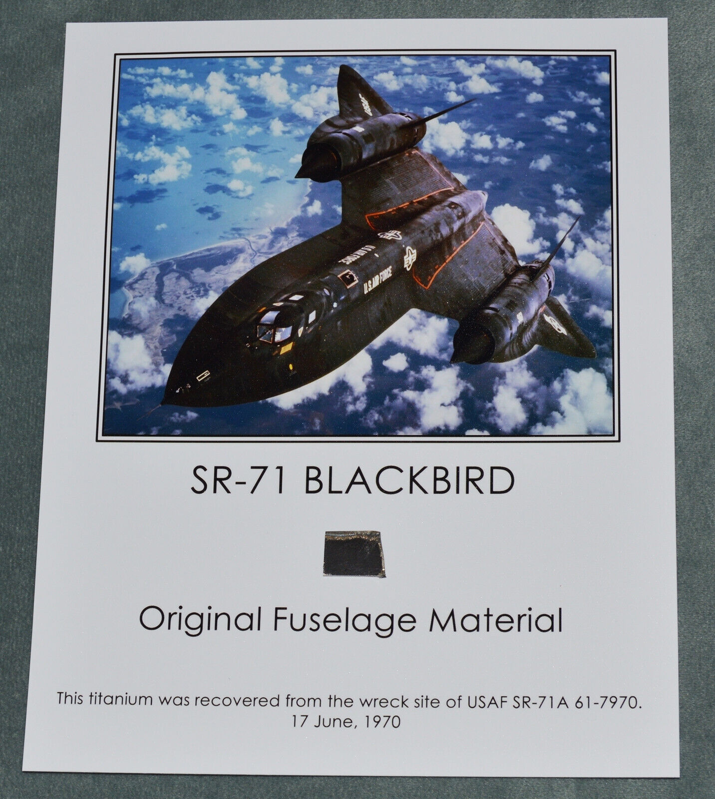 SR-71 Blackbird Original Flown Titanium Metal Sample Aircraft Artifact Relic