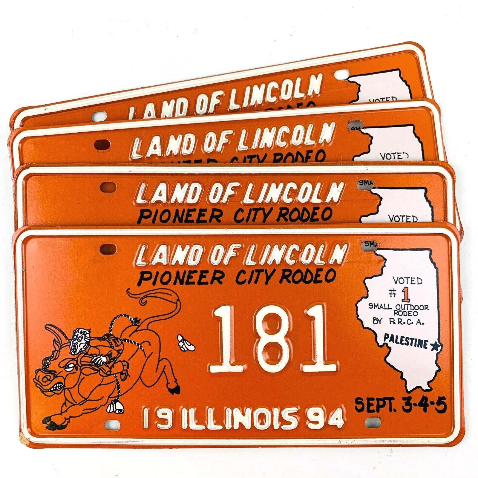 Rodeo License Plate Special Event Pioneer City IL 1994 Bull Riding Man Cave