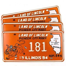Rodeo License Plate Special Event Pioneer City IL 1994 Bull Riding Man Cave picture