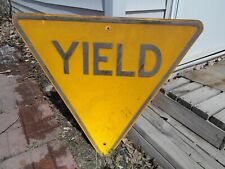 Vintage 1950s Road Sign Steel Embossed Yield Reflective Sign Original 34