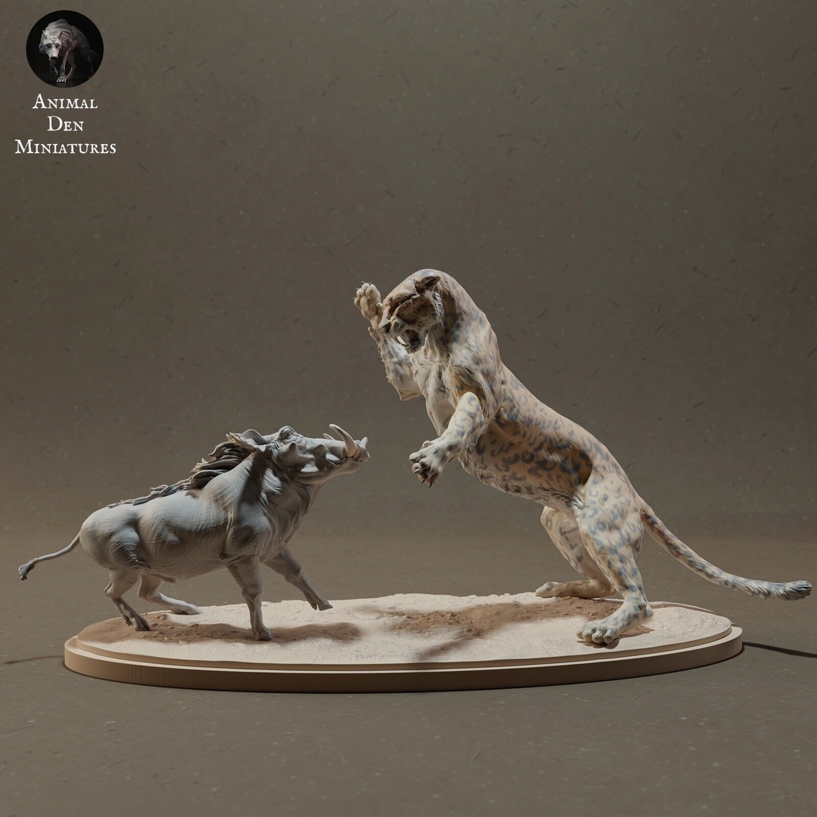 breyer Size animal Leopard Vs Warthog Res ready to paint Resin 1/6 Scale