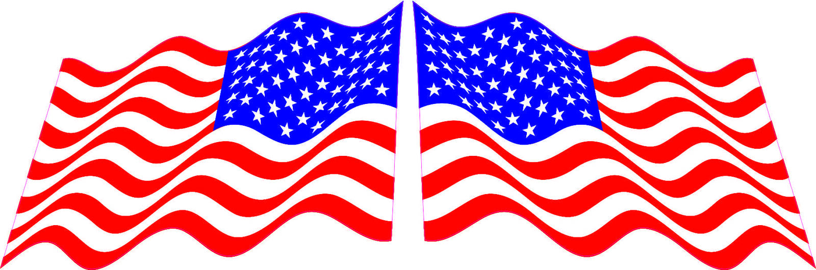 3in x 2in Mirrored Waving American Flag Stickers Car Truck Vehicle Bumper Decal