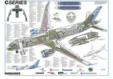 Bombardier CS100 C Series cutaway Poster 24x36 in picture