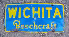 1960s Wichita Beechcraft Booster License Plate Embossed Distressed Heavy Metal picture