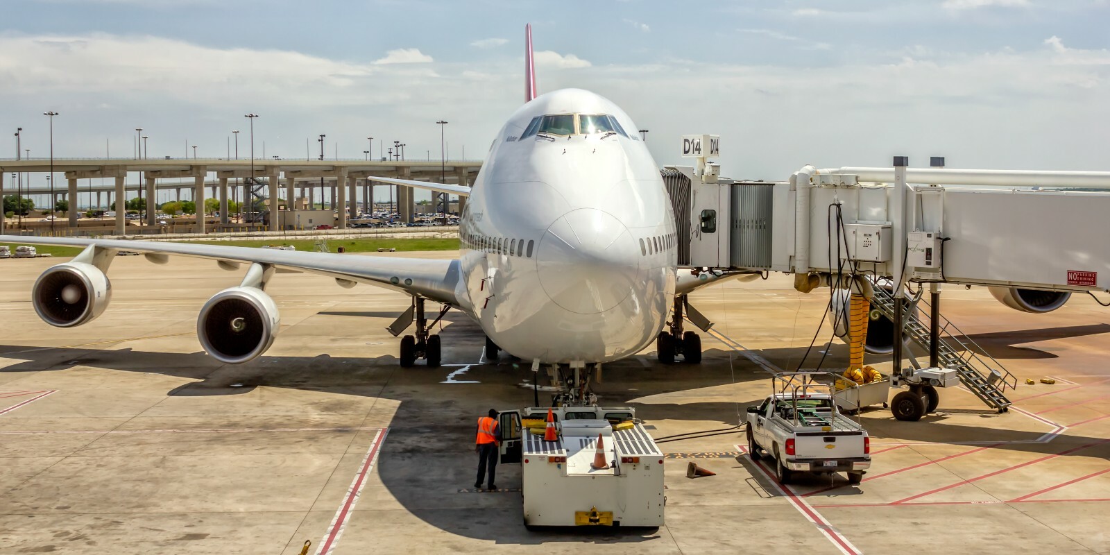 Qantas Airlines Boeing 747 Parked at Gate 10\