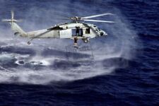 US Navy USN MH-60S Sea Hawk helicopter rescue swimmer jumps A2 8X12 PHOTOGRAPH picture