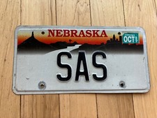 1999 Nebraska Vanity License Plate - SAS picture