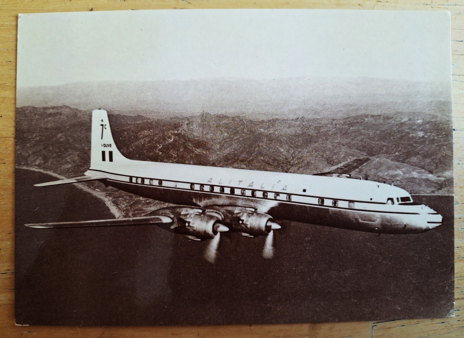 ALITALIA Airlines Douglas DC-7C Postcard ALITALIA Airlines Douglas DC-7C Postcard