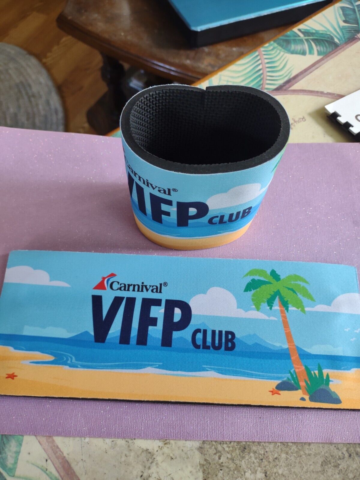 NEW Set of 2 Carnival Cruise Lines VIFP Club Slap Koozie for Cans