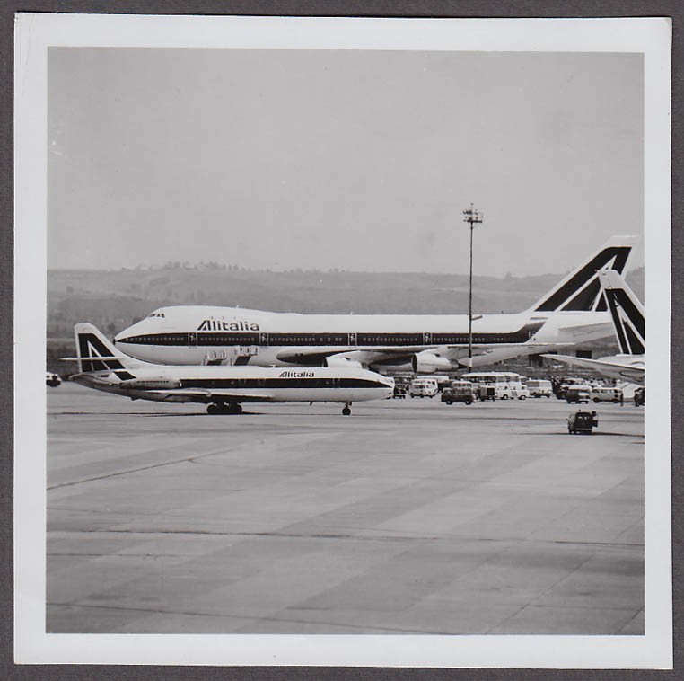 Alitalia Boeing 747 & Sud Aviation SE 210 Caravelle I-CA8E snapshot ca 1970s
