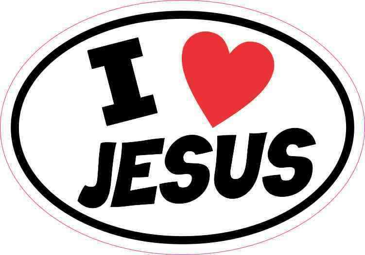 5x3.5 Oval I Love Jesus Sticker Christian Car Truck Bumper Cup Tumbler Stickers