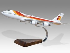 Boeing 747-200 Iberia Desk Wood Airplane New Model Small Scale 1/200 picture