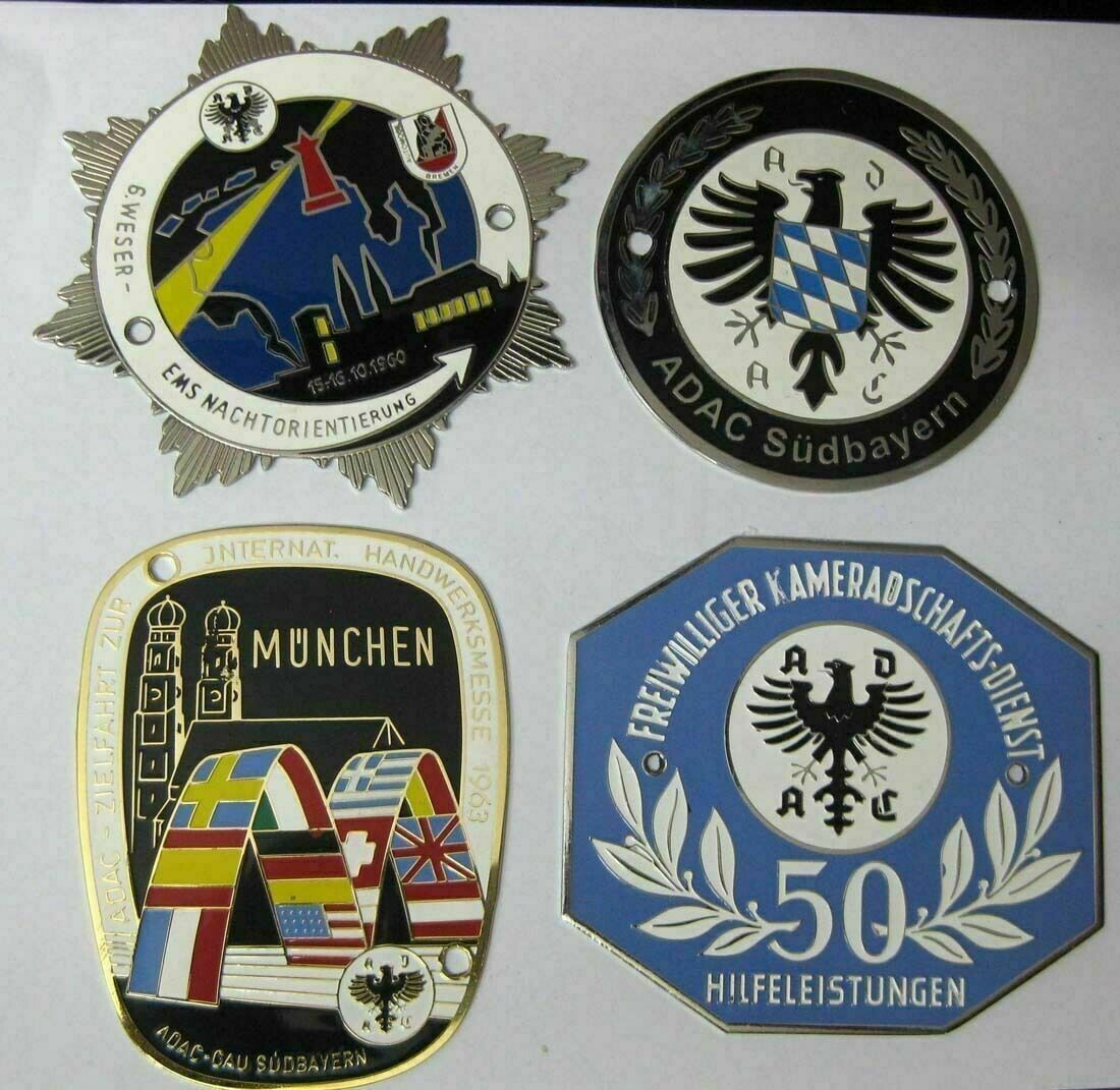 Adac German car Badges set of 4 pcs Vintage grill emblem mg jaguar triu