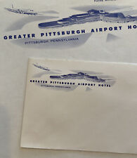 Vintage Pittsburgh Airport Hotel Stationery & Envelope Retro Plane Graphic picture