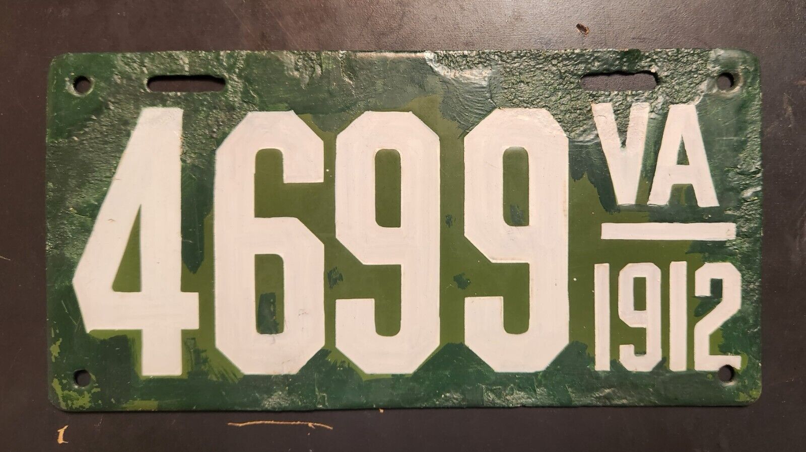 1912 Virginia VA Porcelain License Plate Auto Car Tag Vehicle Registration