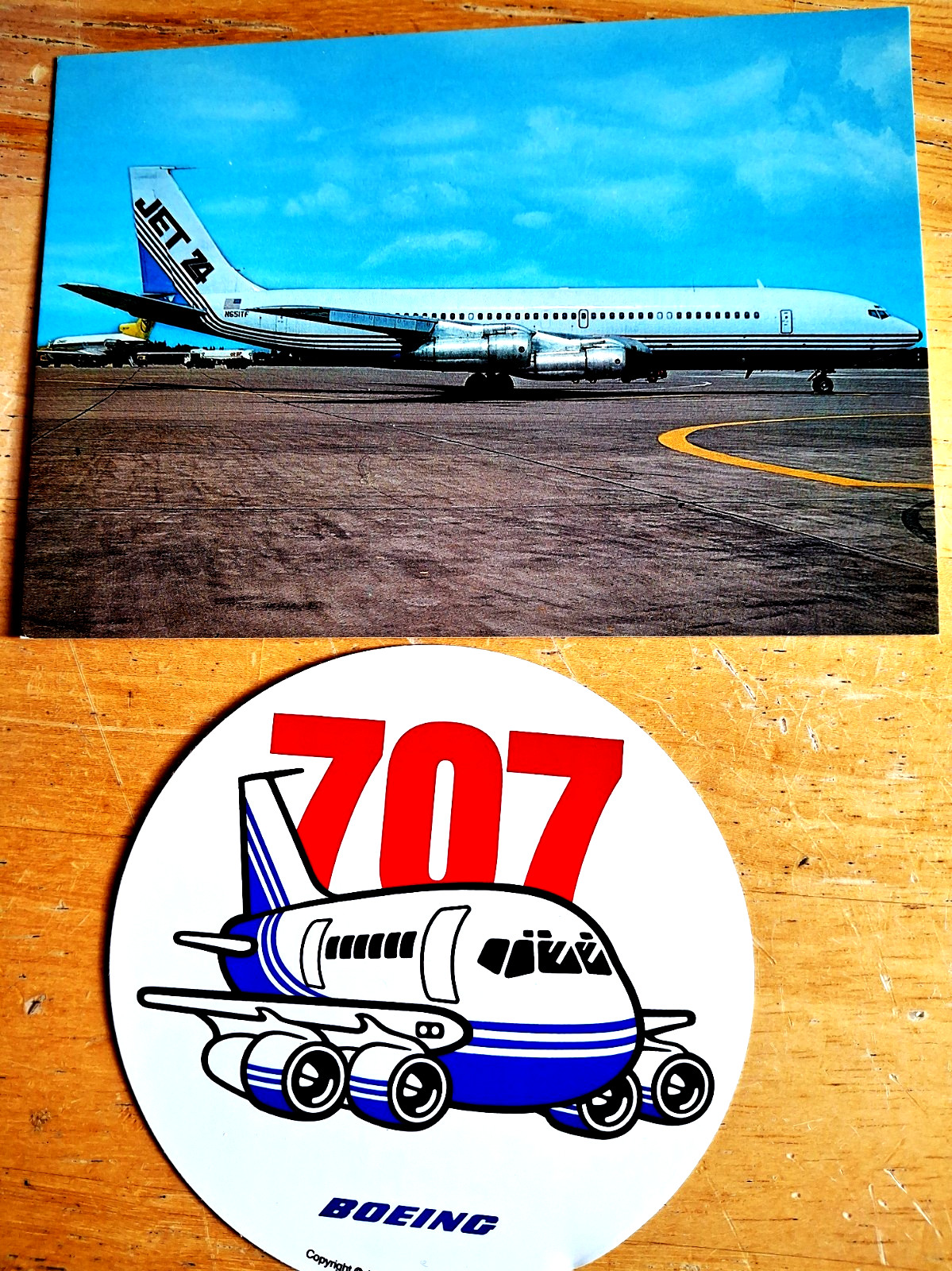 Boeing 707-351B Jet24 Postcard & Boeing 707 Sticker Boeing 707-351B Jet24 Postcard & Boeing 707 Sticker