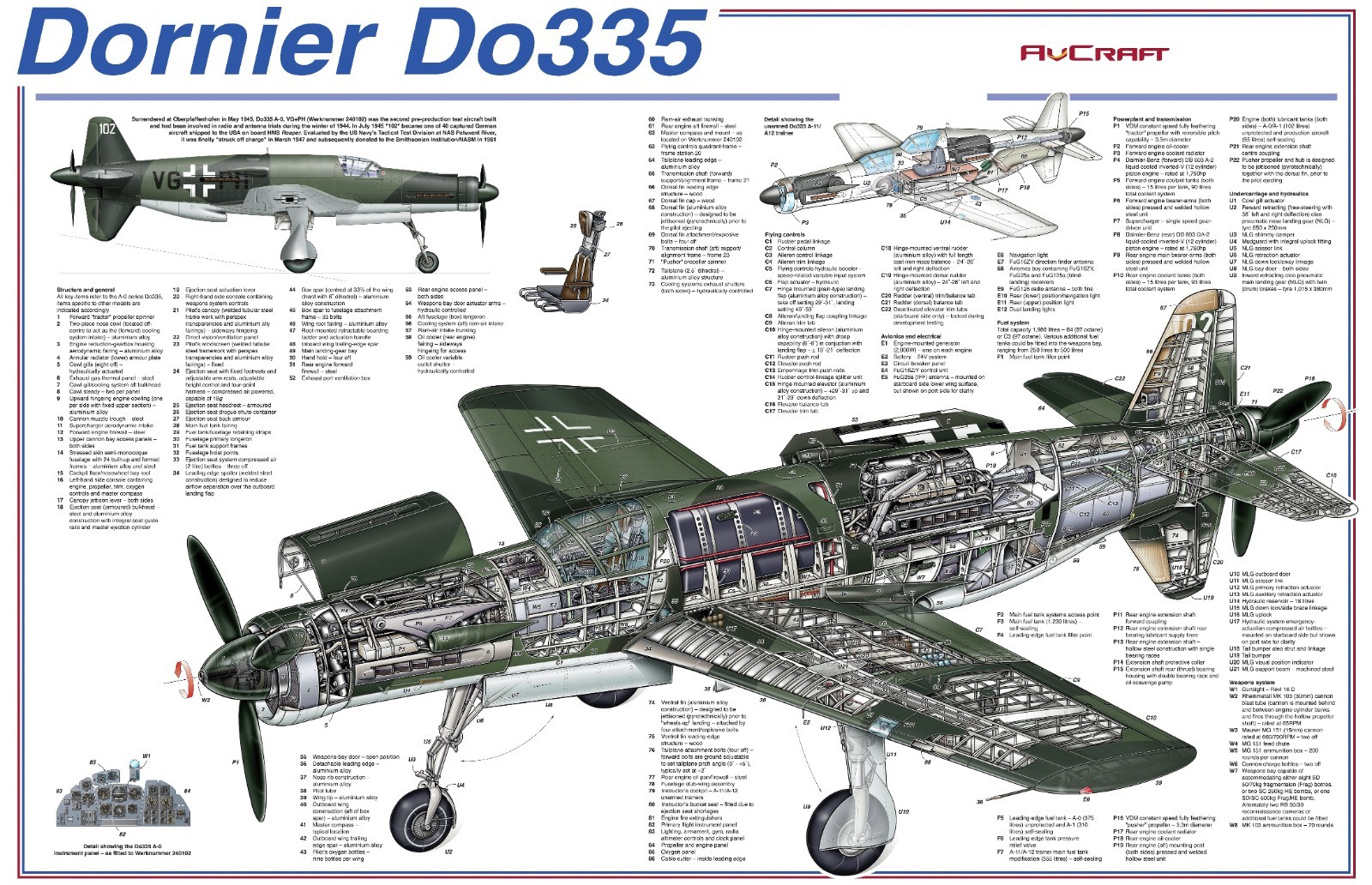 Dornier Do335 Cutaway poster 24in x 36 in Dornier Do335 Cutaway poster 24in x 36 in