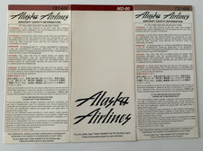 (3) Alaska Airlines Safety Cards~(2)Boeing 737-400 and (1) MD80 Aircraft picture