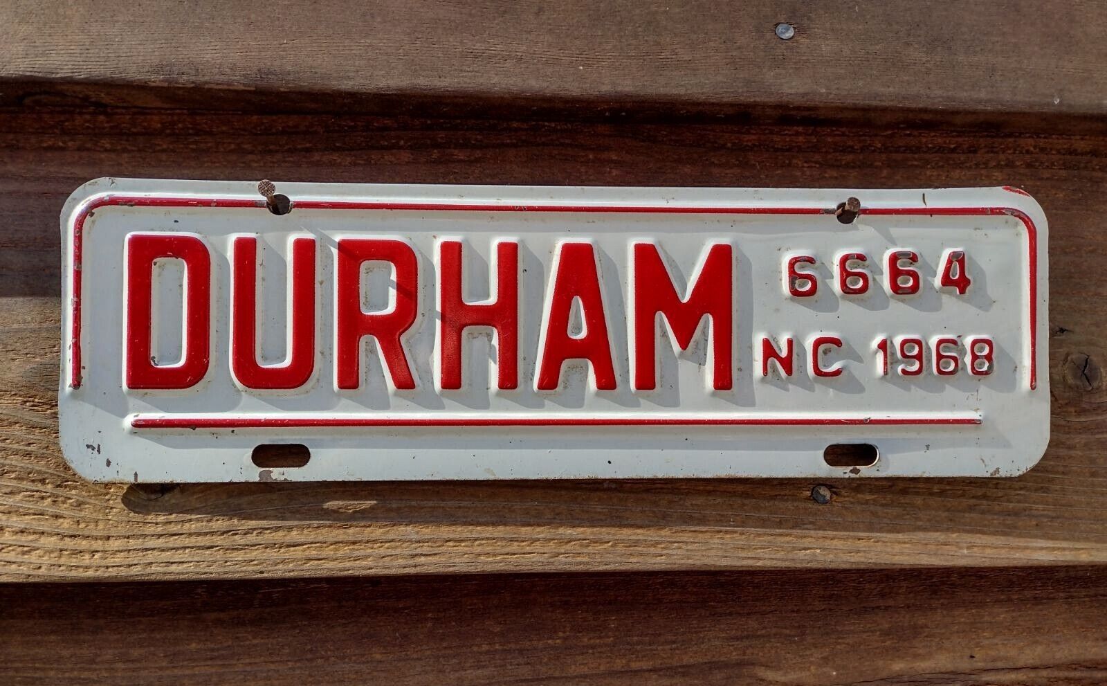 Durham, NC City License Plate 1968
