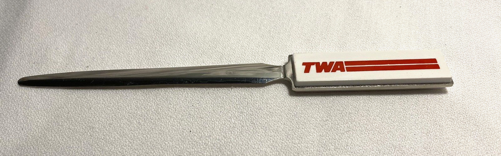 Vintage TWA Airline Metal Letter Opener with Plastic Handle Secretary's Day 1980