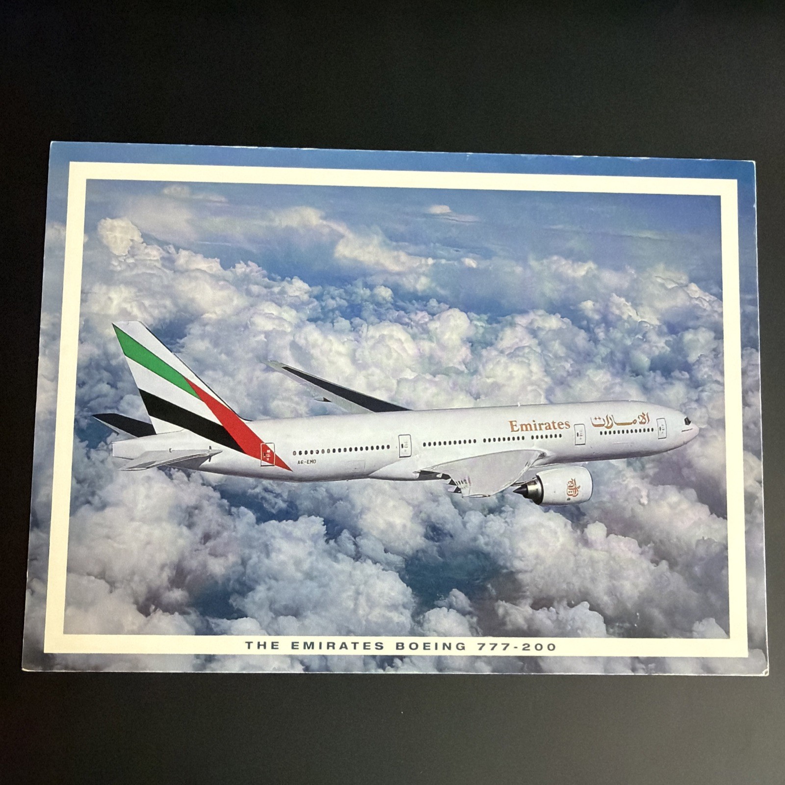 Emirates Boeing 777-200 A6-EMD Official Airline Postcard Vintage 1996