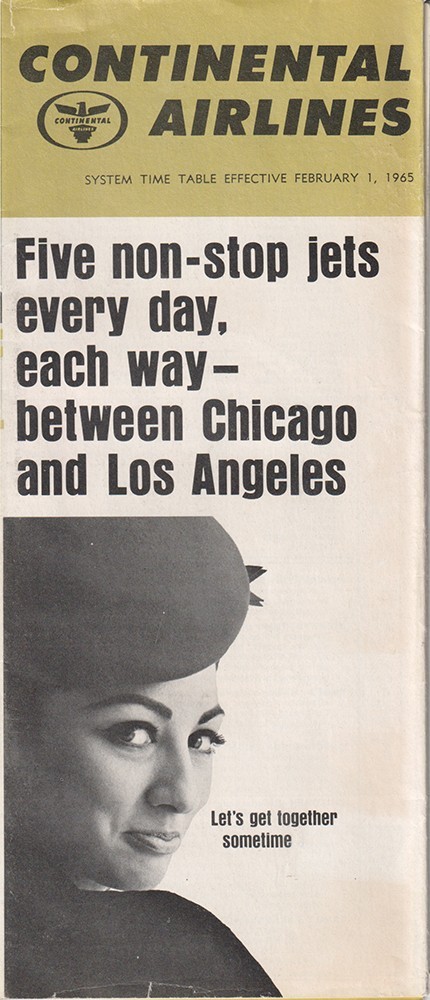 Continental Airlines timetable 1965/02/01 Continental Airlines timetable 1965/02/01