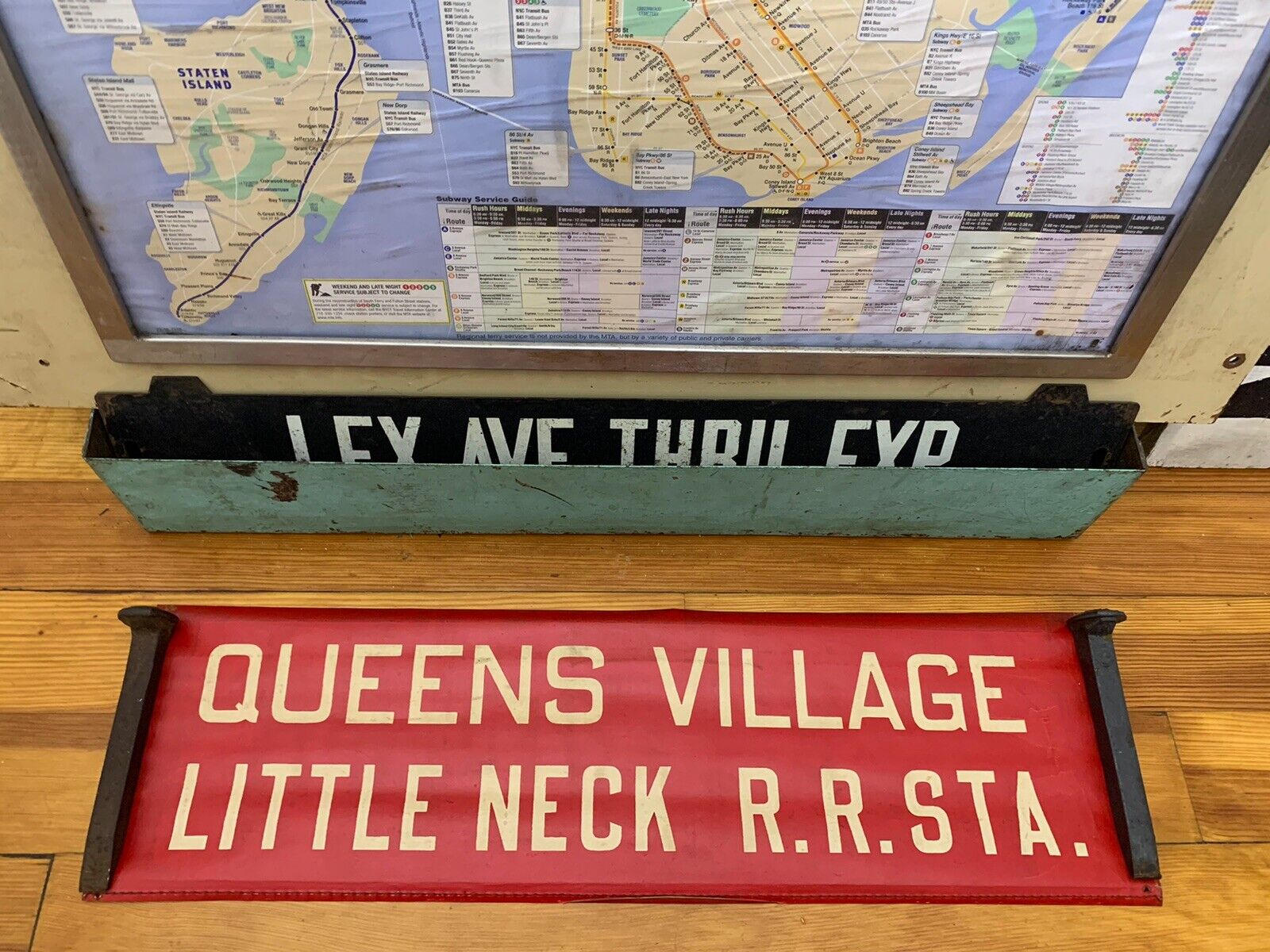 1948 NYC QUEENS BUS ROLL SIGN QUEENS VILLAGE LITTLE NECK RAILROAD STATION LIRR