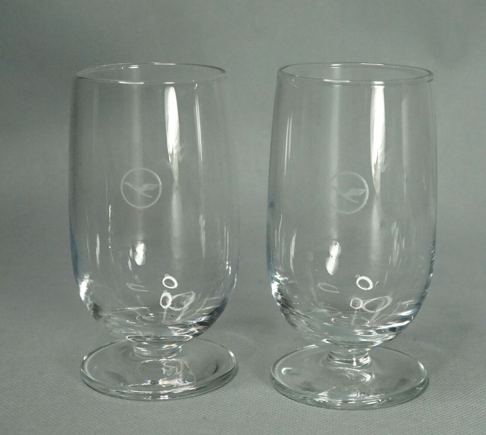 2x Lufthansa Airlines Crystal Glasses Set Short Stem Cups Premium Business Class