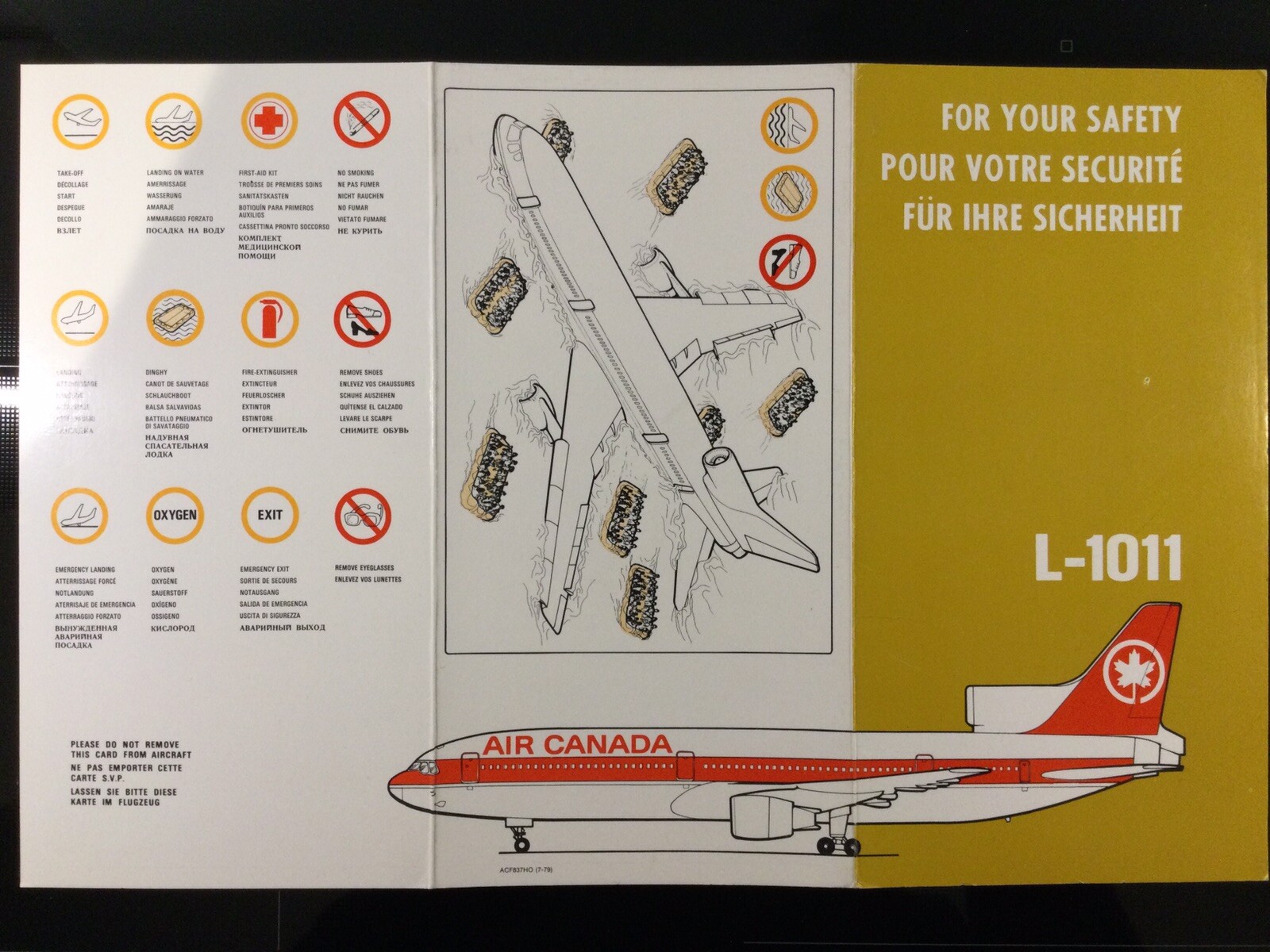 Air Canada Lockheed L1011-100 TriStar (1979) Issue ACF837HO (7-79) Air Canada Lockheed L1011-100 TriStar (1979) Issue ACF837HO (7-79)