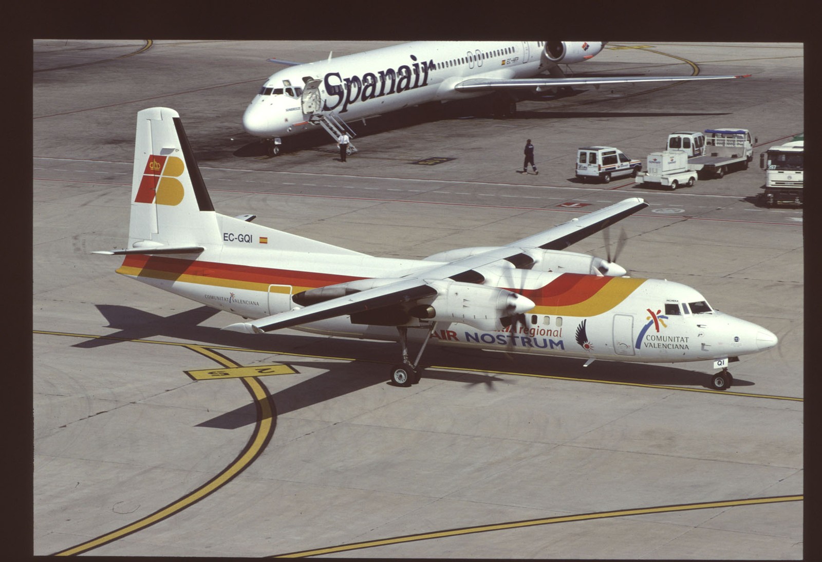 Orig 35mm airline slide Air Nostrum Iberia Regional F50 EC-GQI Orig 35mm airline slide Air Nostrum Iberia Regional F50 EC-GQI