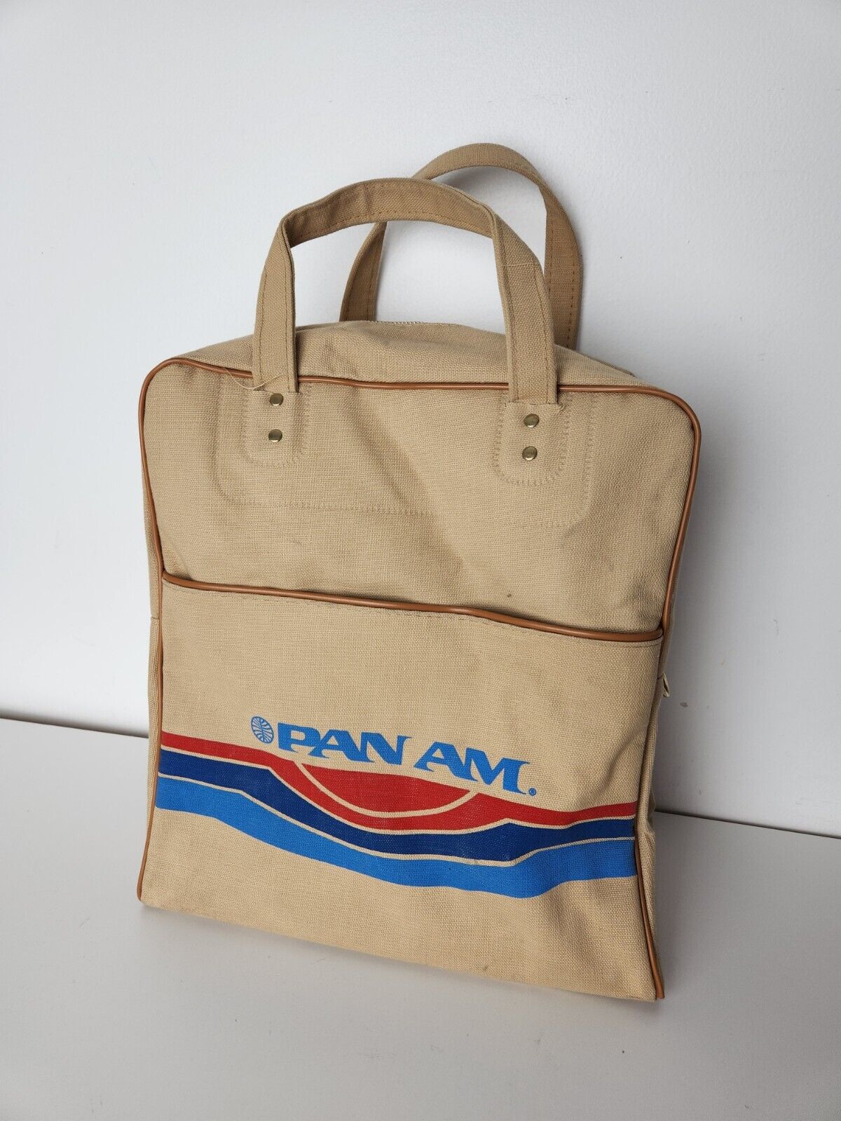 Pan Am Airlines Yamaha Logo Carry On Cross Body Travel Flight Bag Tote Vtg 80s