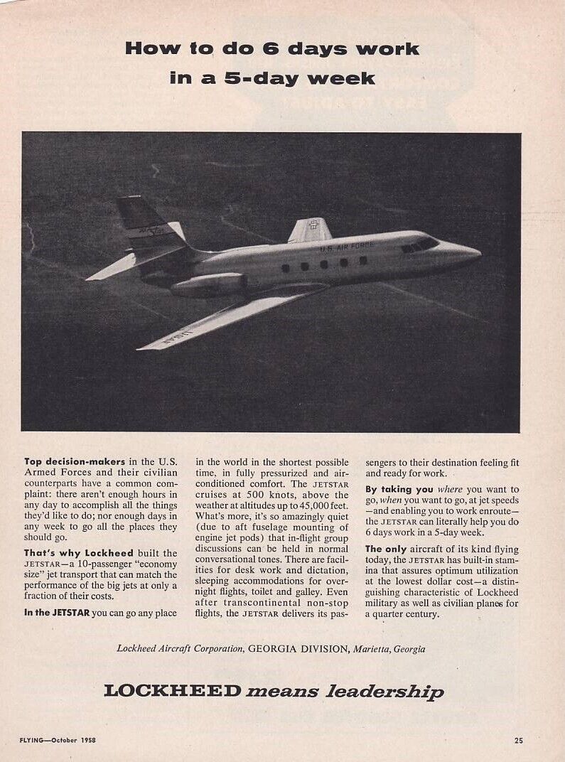 1958 Lockheed Jetstar Aircraft ad 2/16/2023d