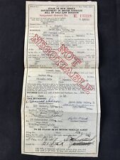 Department Of Motor Vehicles Bill Of Sale New Jersey 1942  picture