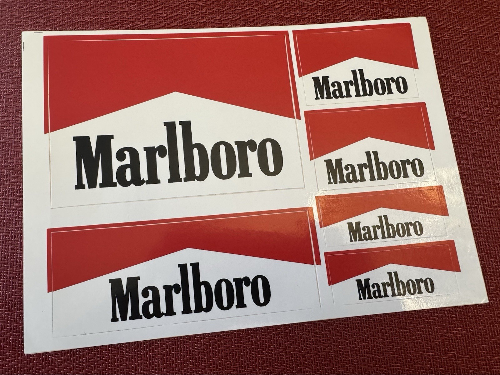 Page Lot Of 6 Marlboro Vendor Display Glossy Sticker Tobacco Promo Advertising Page Lot Of 6 Marlboro Vendor Display Glossy Sticker Tobacco Promo Advertising