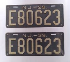 MATCHED PAIR of 1929 New Jersey license plates E80623 - '29 NJ tags picture
