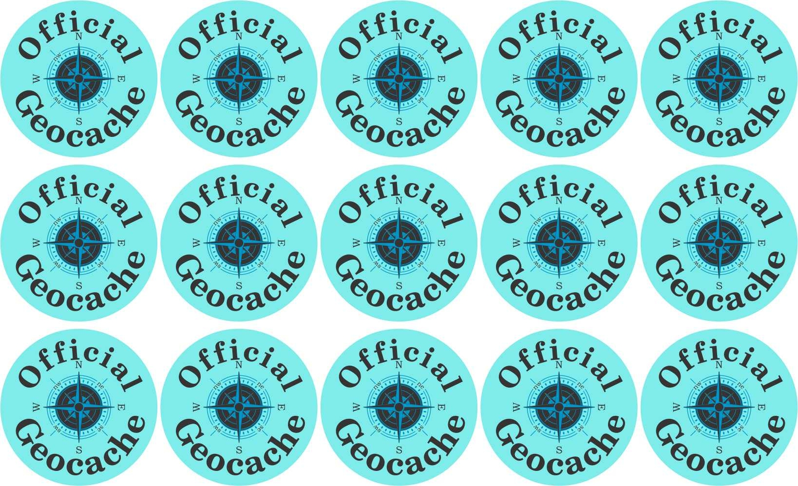 1in x 1in Teal Official Geocache Vinyl Stickers Car Truck Vehicle Bumper Decal