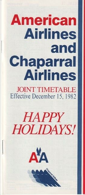 American Airlines / Chaparral Airlines timetable 1982/12/15