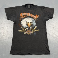 1985 Harley Davidson Born To Be Wild Eagle 3D Emblem Shirt M USA Paper Thin Worn picture