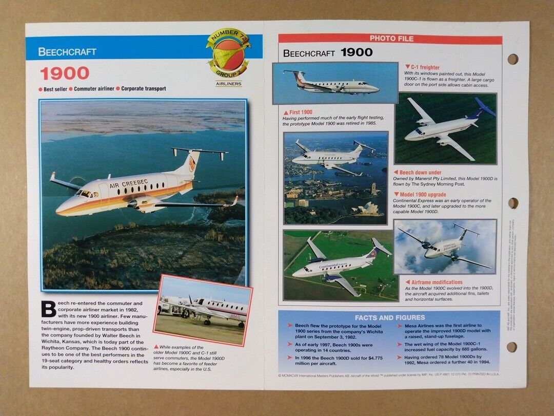 BEECHCRAFT 1900 Airliner specs photos 1997 info sheet