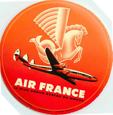 AIR FRANCE - Vibrant Old Airline Luggage Label, c. 1955      (Orange Version) picture