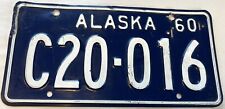 1960 Alaska License Plate C20-016 White On Blue picture