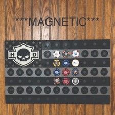Poker Chip American Flag Black/Gray Magnetic Display Fits 65 Harley-Davidson picture