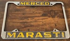 MERCED MARASTI Vintage  License Plate Frame Motors California Mopar Chrysler picture