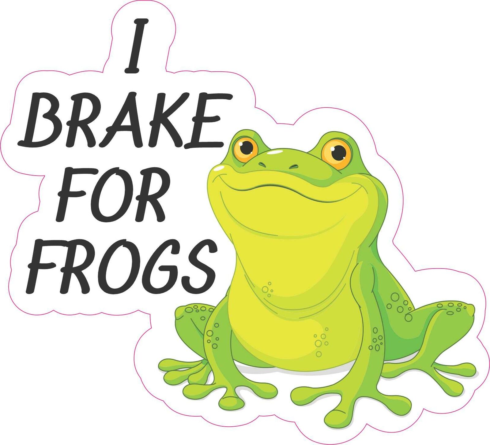 5.5in x 5in I Brake for Frogs Vinyl Sticker Car Truck Vehicle Bumper Decal