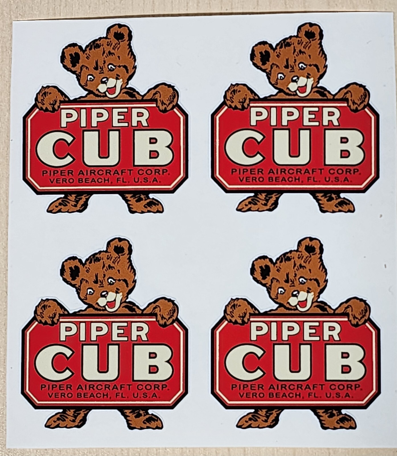 FOUR (4) PIPER CUB AIRCRAFT CO VINTAGE AIRPLANE DECALS LABELS STICKERS 2.25 INCH FOUR (4) PIPER CUB AIRCRAFT CO VINTAGE AIRPLANE DECALS LABELS STICKERS 2.25 INCH