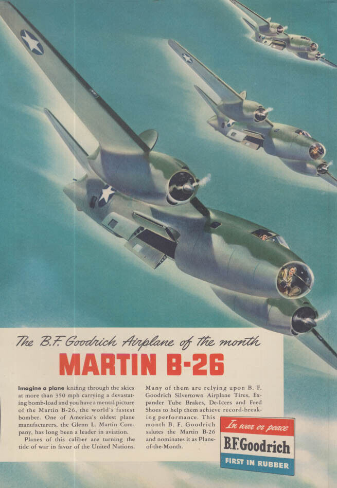 USAAF Martin B-26 Marauder formation: B F Goodrich ad 1943