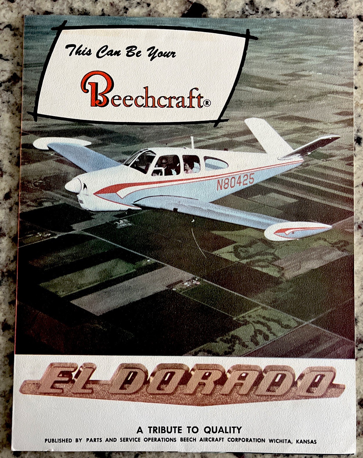 Vintage 1960s Beechcraft Bonanza EL DORADO Airplane Dealer Catalog Brochure