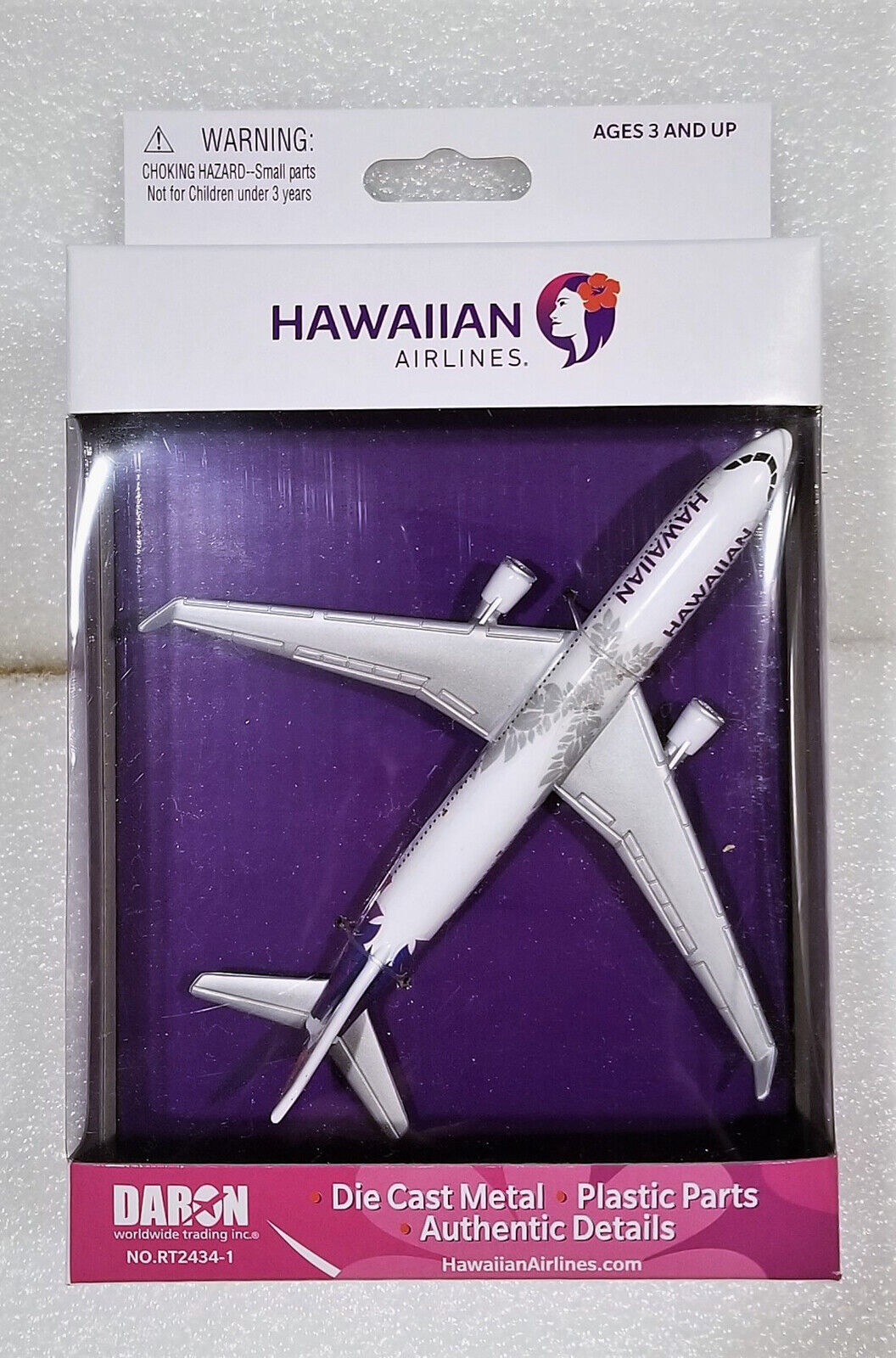 DARON REALTOY RT2434-1 Hawaiian Airlines SINGLE PLANE Diecast. New