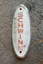 Vintage Schwinn Bicycle Head Badge White w Red Letters Dated 3518 December 1978 picture