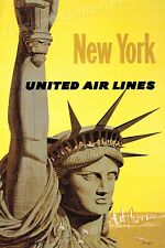 1960s Visit New York City Vintage Style Airline Travel Poster - 16x24 picture
